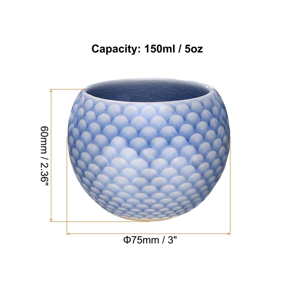 Uxcell Handmade Set of 4 Tea Bowls, 150ml  5oz, Ceramic, Chinese and Japanese Style, Dark Purple, for Kung Fu Tea Sets and Home Gifts