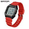 Waterproof Sanda Youth Watch - Simple, Trendy, Square Design with Analog Hands & Light-up Feature