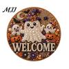 Cat Welcome Sign Kit Halloween Faux Pearl Door Kit, Ghost Skull Skeleton Crafts Handmade Painting Arts for Wall Decoration DIY Art
