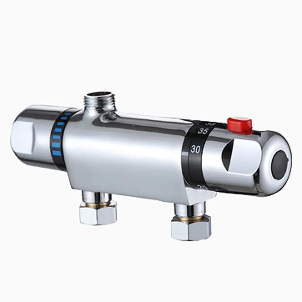 Thermostatic Shower Valve Chrome Bottom Bathroom Faucet Exposed Bar Shower Mixer Bathroom Accessories Valve Tap