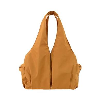 Honey Terrace Women's Tote Bag, Casual, Lightweight, Ribbon Nylon, Pocket, Zippered, Outing, Cute, Stylish, Affordable, for Adults (Camel)