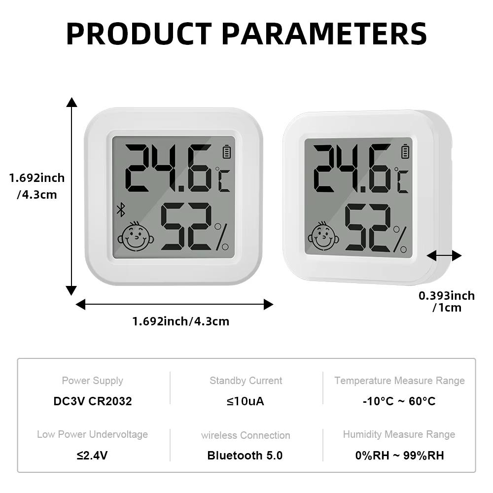 

Bluetooth Датчик температуры и влажности ЖК-экран Приложение Tuya Удаленное голосовое управление Google Термометр Гигрометр со шнурком