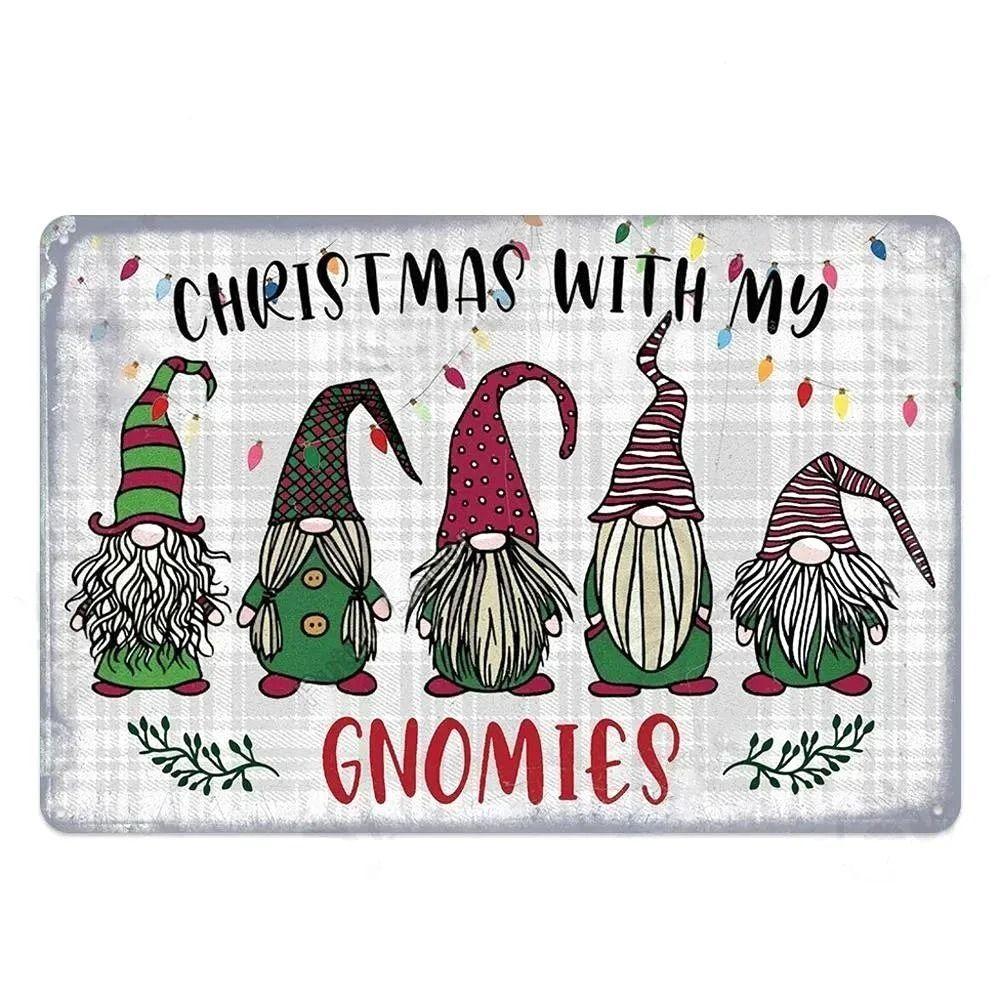 Vintage Christmas Metal Tin Sign Home Festive Wall Decor