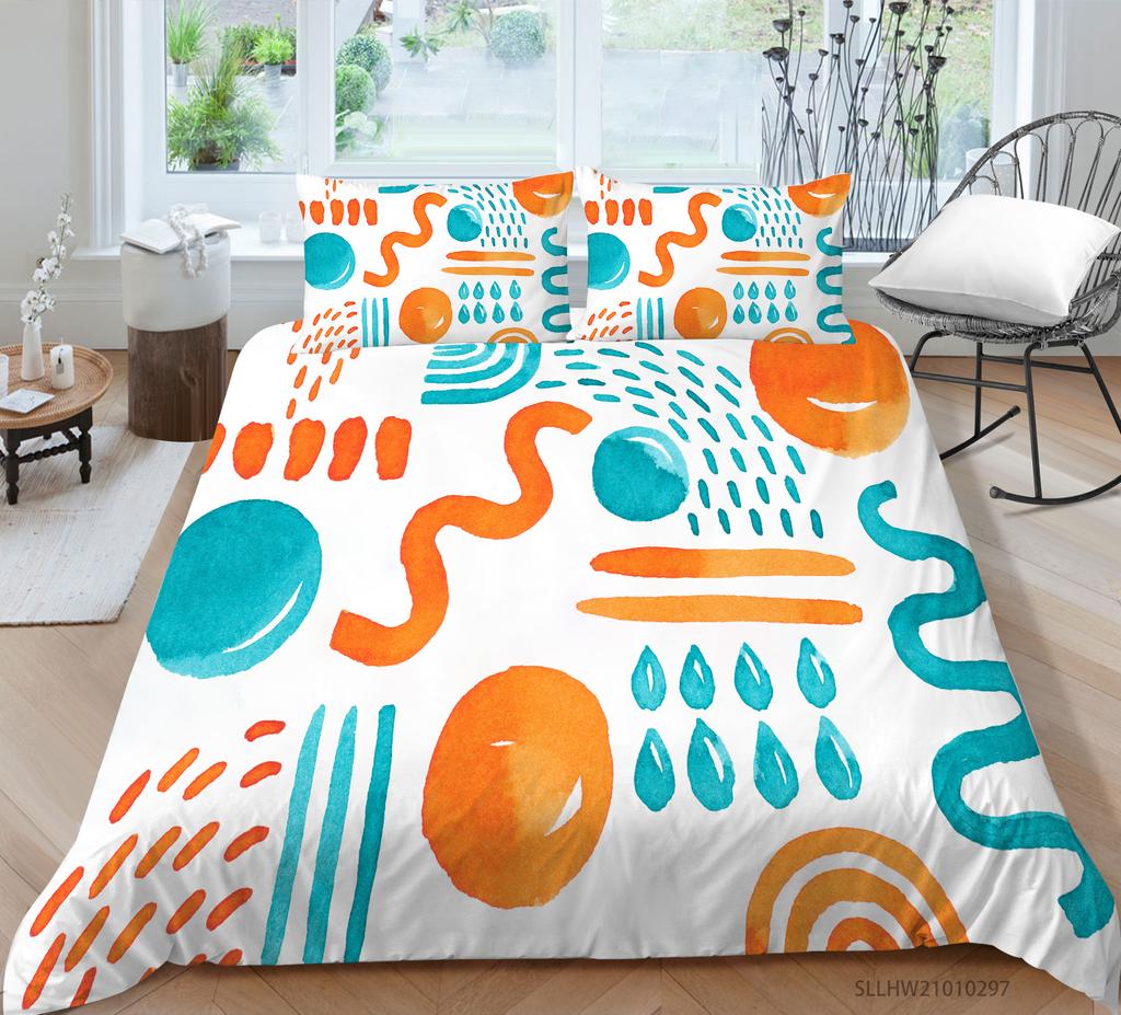 Abstract Geometric Pattern Digital Printing Quilt Cover Pillowcase Two Three Piece Set Polyester