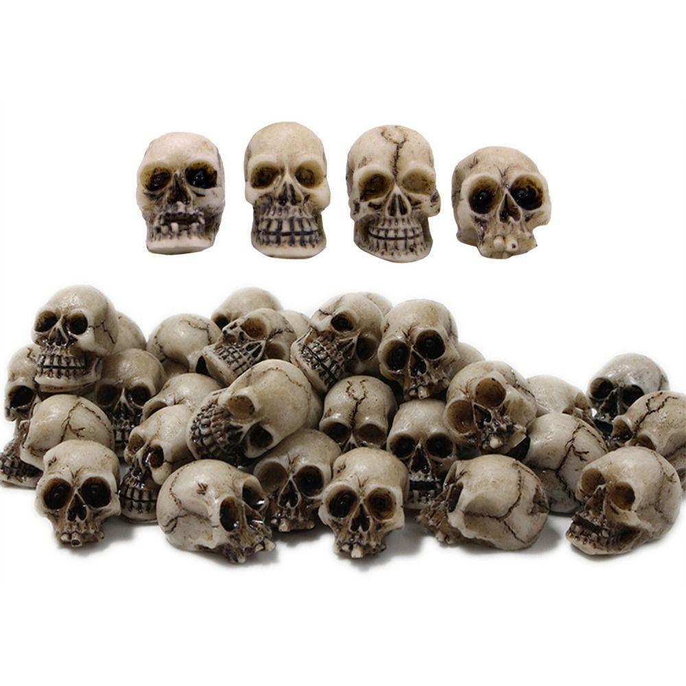

20Pcs Cartoon Mini Skulls Resin Ornament Mini Halloween Miniature Skulls Heads Halloween білий