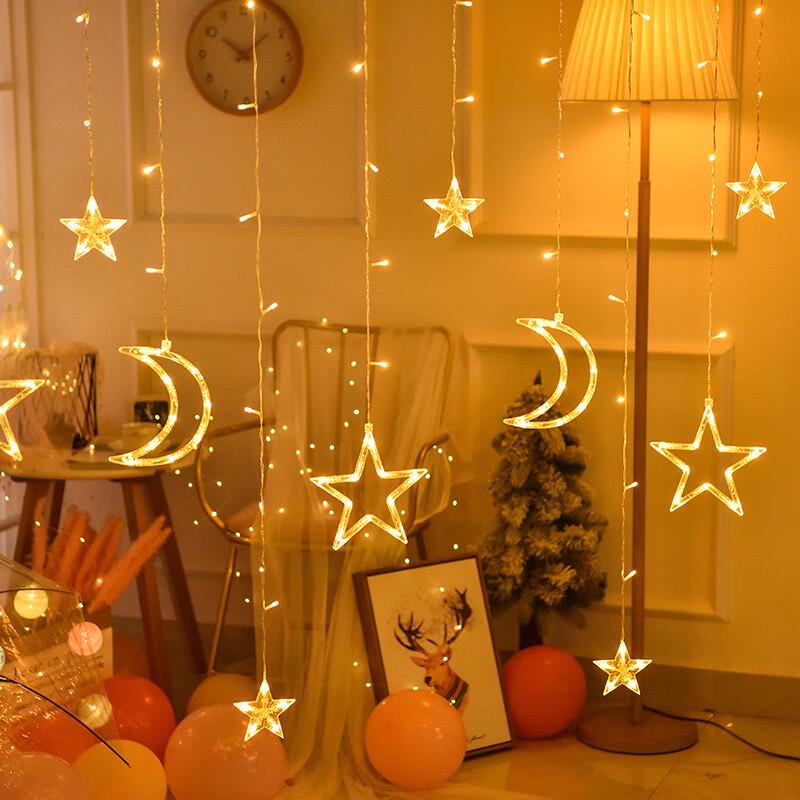 Moon Star Curtain String Lights