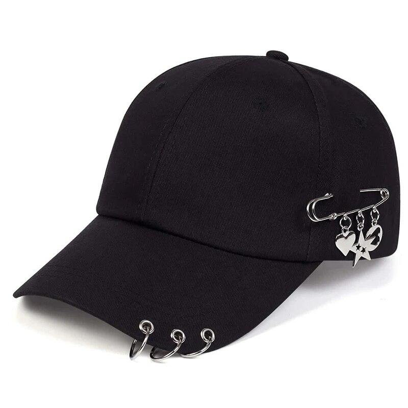 

Unisex Star Iron Ring Baseball Caps Spring and Autumn Outdoor Adjustable Casual Hats Sunscreen Hat чорний