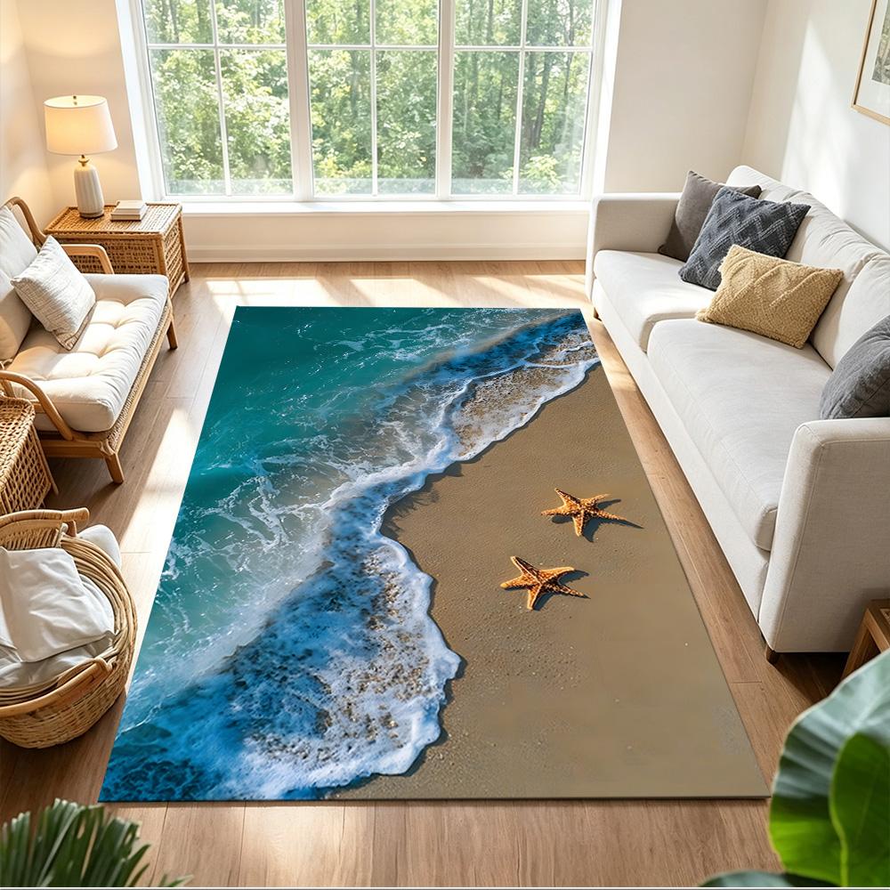 Ocean Waves Meeting Sand Non-Slip Home Carpet Design for Office Decor Living Room Gift