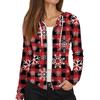 Women's Fashion Christmas Print Casual Zip-Up Long-Sleeved Hooded Jacket