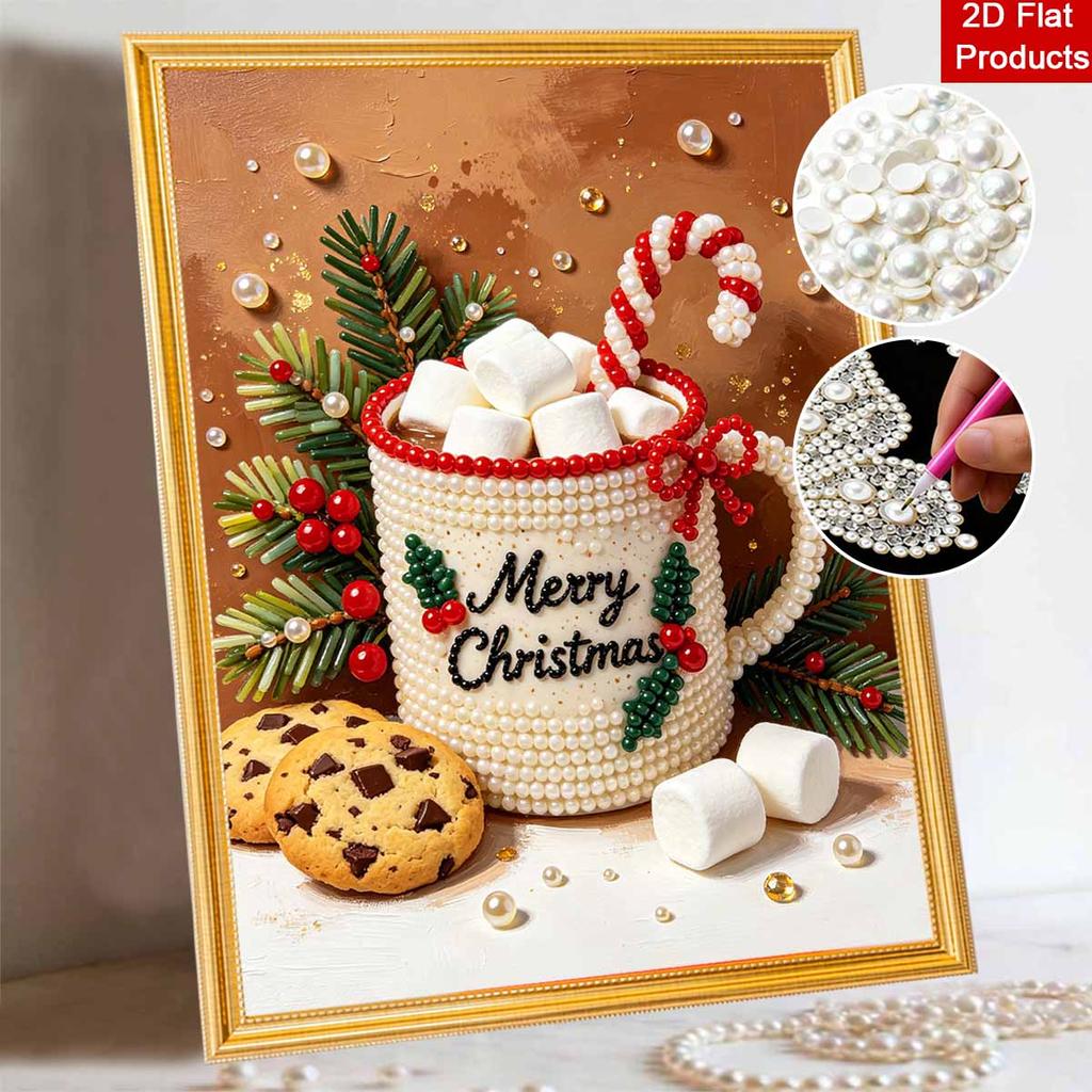 DIY rahmenloses Perlenmalerei-Set Frohe Weihnachten Gemütliche Wohnkultur 3D glänzende Perlenkunst Leinwand Entspannendes Bastelgeschenk für Erwachsene
