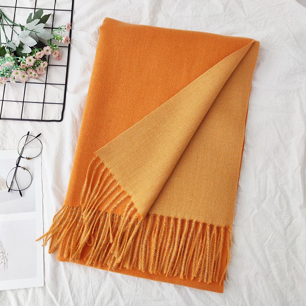 Thickened Solid Color Double sided Imitation Cashmere Scarf Autumn and Winter Atmosphere Women's High End Versatile Men's Scarf Warm Shawl