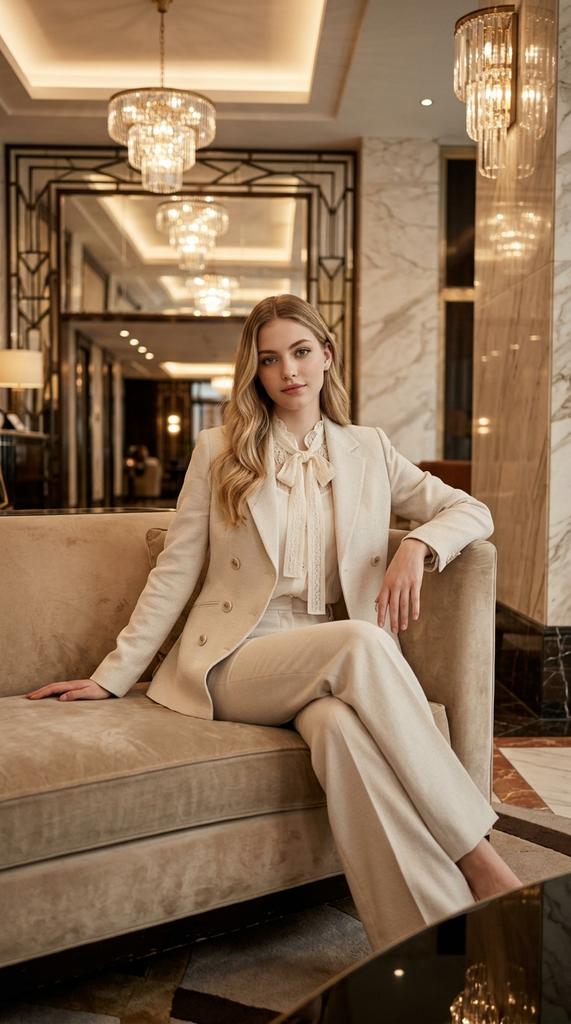 The Ijat Women’s Suit Set Double Button Slim Fit Jacket & Bootcut Slacks 031 P3A0JKSL