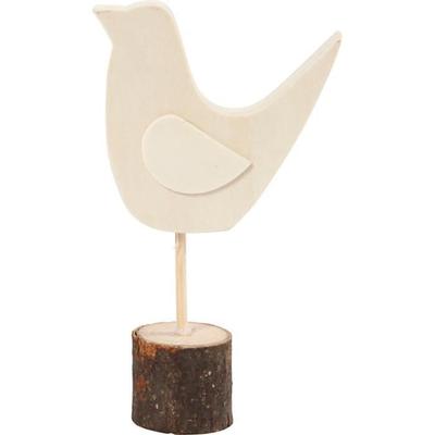 Decoration To Place - Bird - Wood - 14.5 Cm - White - Contemporary
