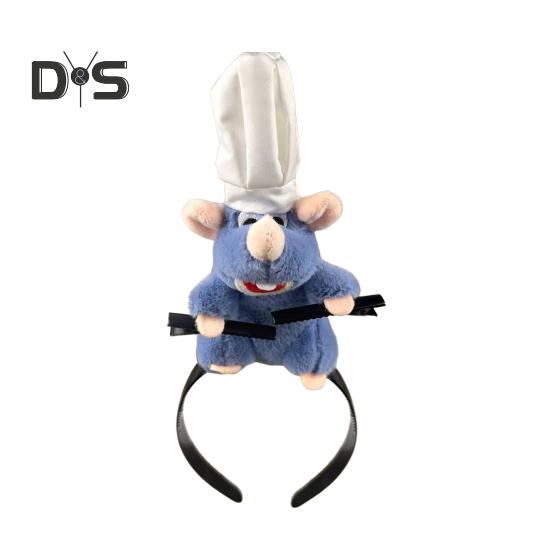 

Повязка на голову Cooking Mouse King с 2 зажимами, легкая плюшевая повязка для волос с мышкой, нескользящая петля для волос с плюшевой игрушкой, аксессуары для волос для женщин и девочек, головные уборы B