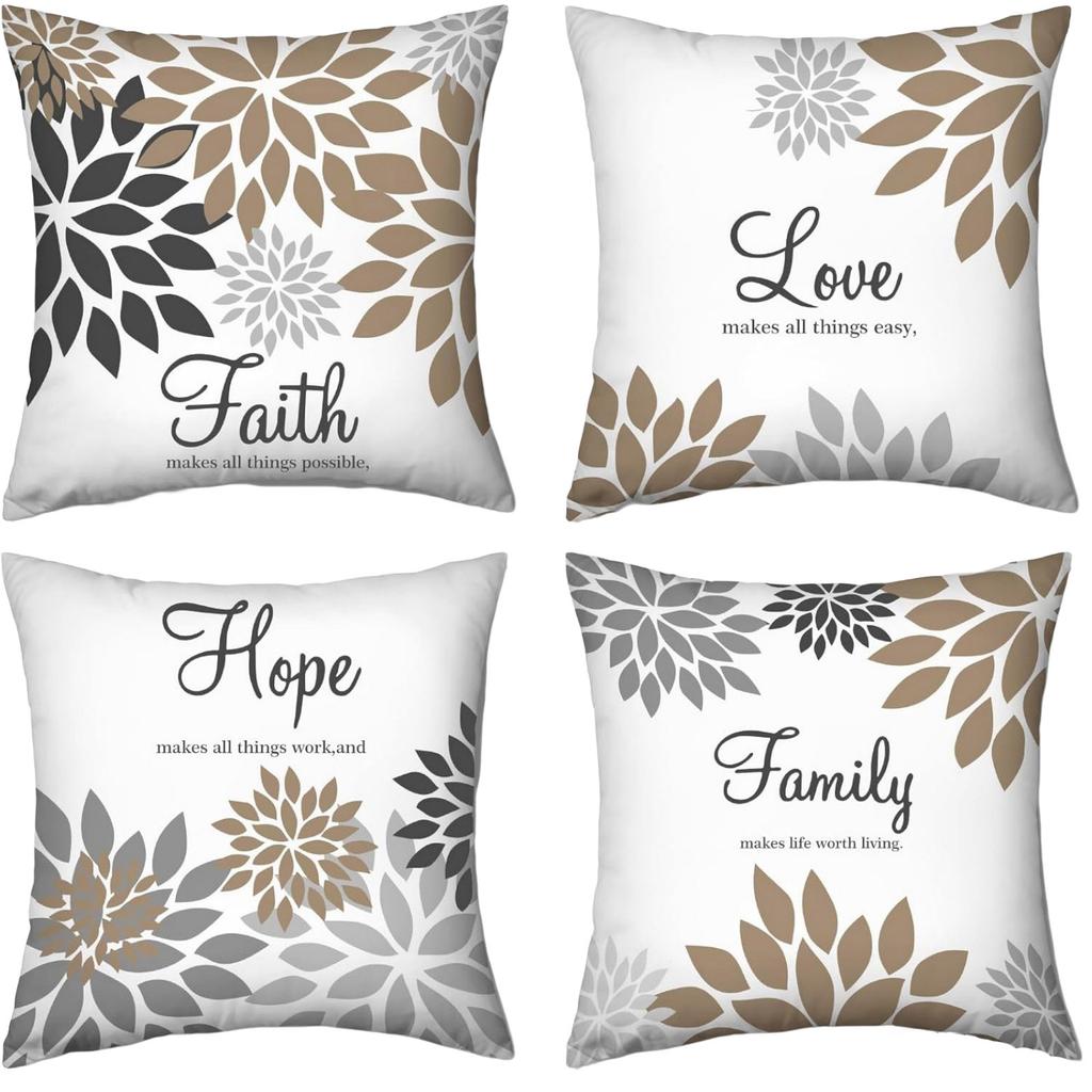 4*45cm Throw Pillow Cover Set Of 4 Pieces. Geometric Art Single-sided Print. Hidden Zipper Design. Suitable For Sofa, Bedroom And Home Decoration.