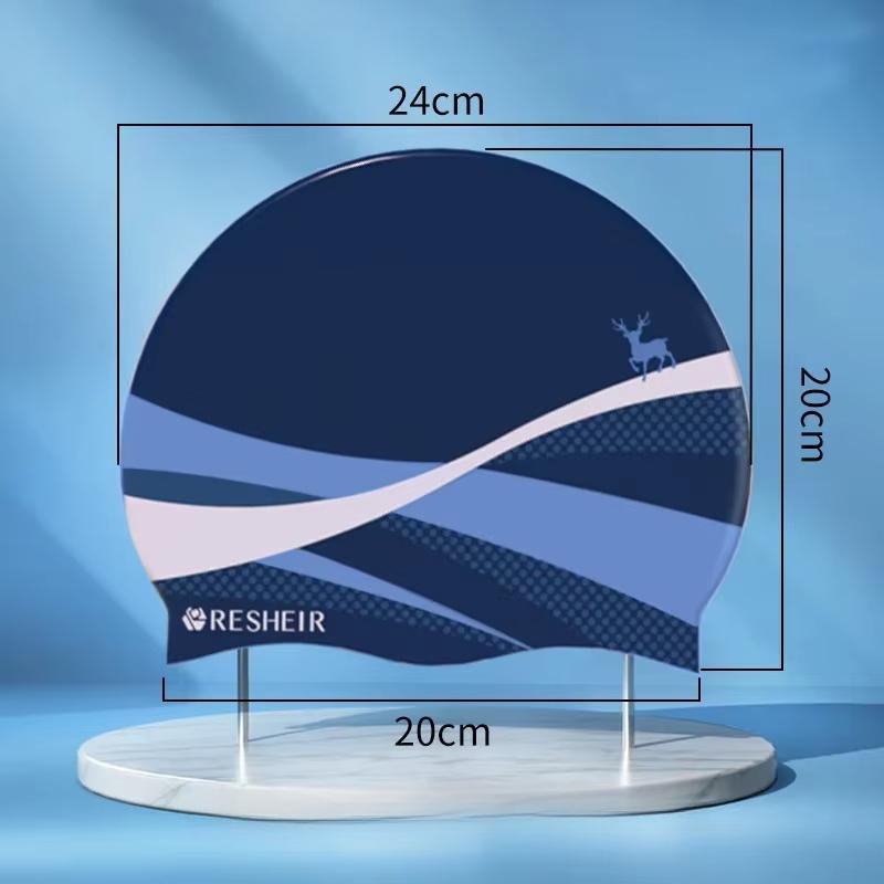 Căciuli de înot pentru femei cu imprimeu de desene animate, elastice din silicon, mărime mare, pentru păr lung, cu protecție pentru urechi, căciulă de înot, accesorii pentru piscină