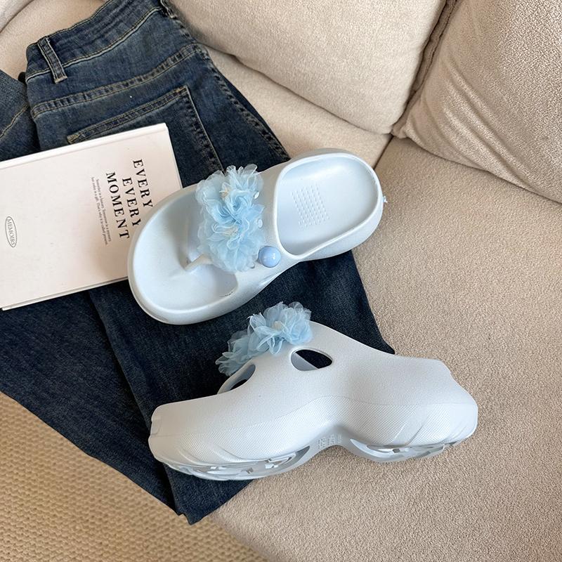 Flower Platform Flip-Flops Women Summer High Heel Sandals and Slippers Comfortable Non-Slip Slippers