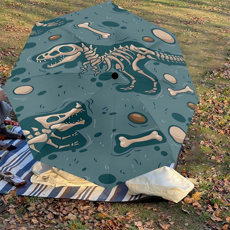 1PC Dinosaur Fossils Umbrella-8-Rib Reinforced Portable Folding Travel Suitable for All Seasons Outdoor Daily Use -J0341