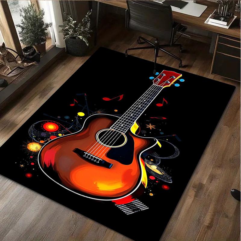 1Pc Guitar Print Rug - home decoration Carpet For Living Room Bedroom Flooring Computer Chair Area Rug