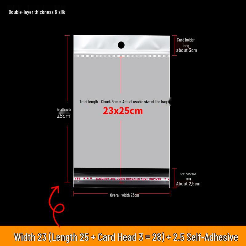 Self-Adhesive Transparent Jewelry Earring Bags with Header and Hanging Hole