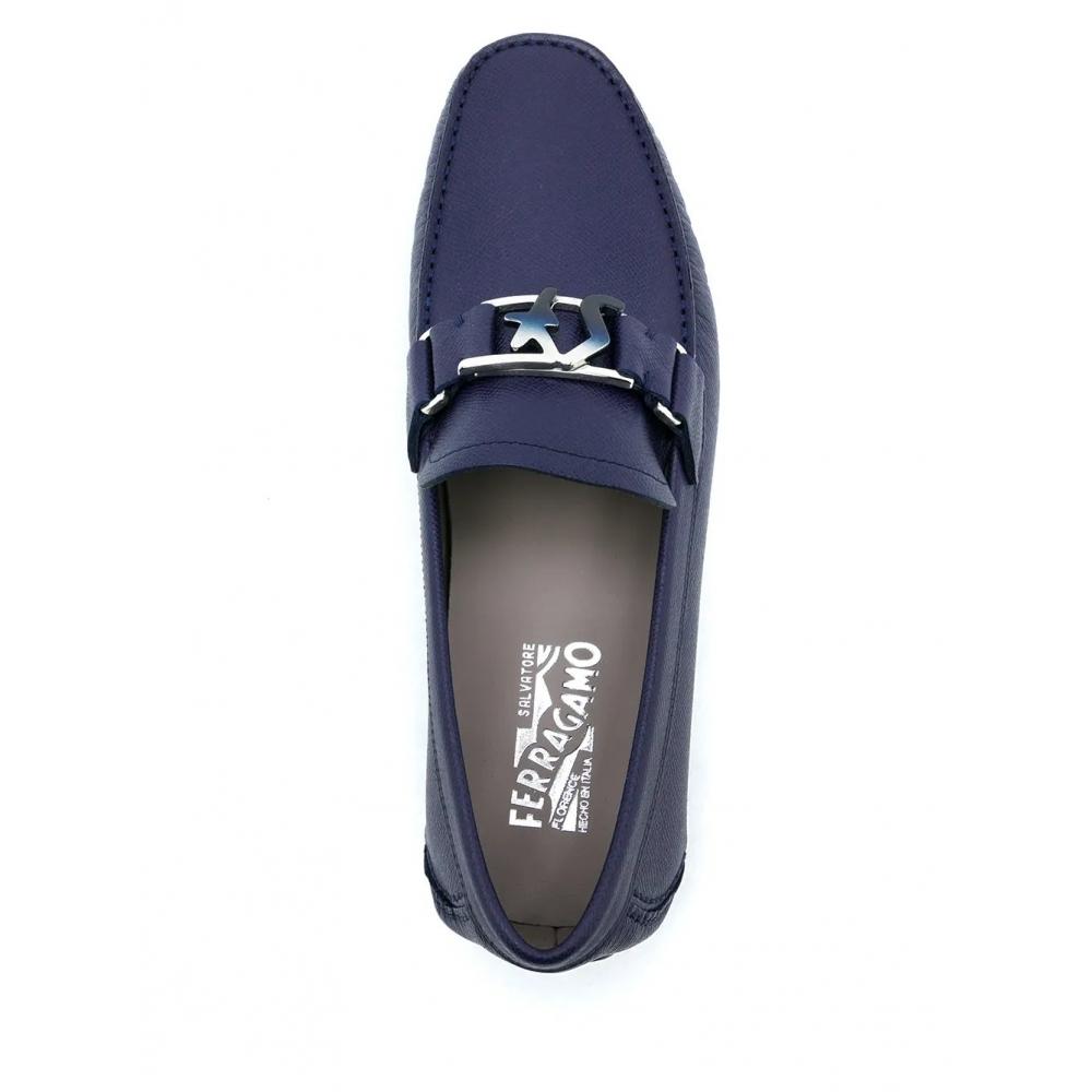 Salvatore Ferragamo Ferragamo Blue Logo Plaque Loafers Blue
