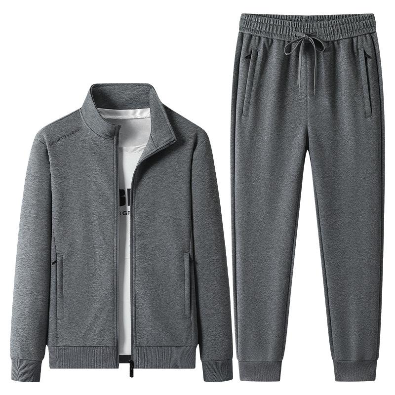 Men's Cotton Tracksuits 2 Piece Set Men Sets Outwear Jacket+Sweatpant Autumn Winter Homme Suit Men Running Fitness Suit