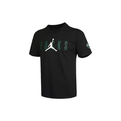 Milwaukee Bucks Basketball Potisk Kulatý výstřih Krátký rukáv Tričko Pánská Vrcholy Černá DA6515-010