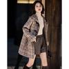 Demana Women's Miu Series Plaid Hooded Toggle Wool Coat