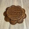 Handwoven Rattan Flower Shaped Storage Basket, Boho Wicker Fruit & Vegetable Tray for Kitchen, Decorative Organizer Basket