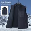 Men's Winter Fleece Stand Collar Sleeveless Cardigan - Double-Sided, Solid Color, Warm Outerwear