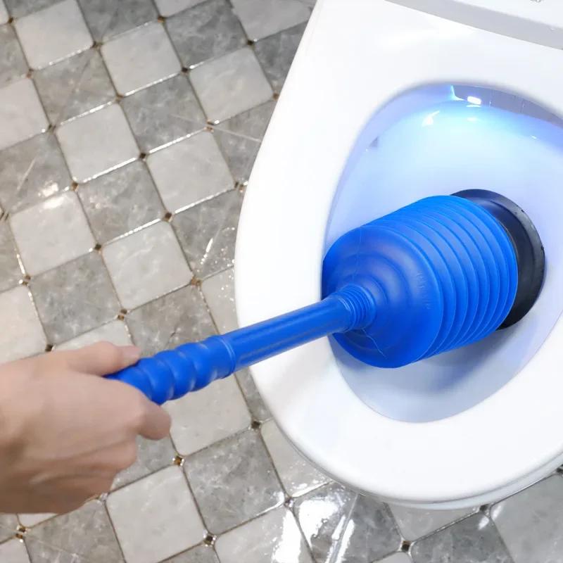 Blue Thickened Bellows Toilet Plunger Heavy Duty High Suction for Apartment Bathroom Clog Cleaning