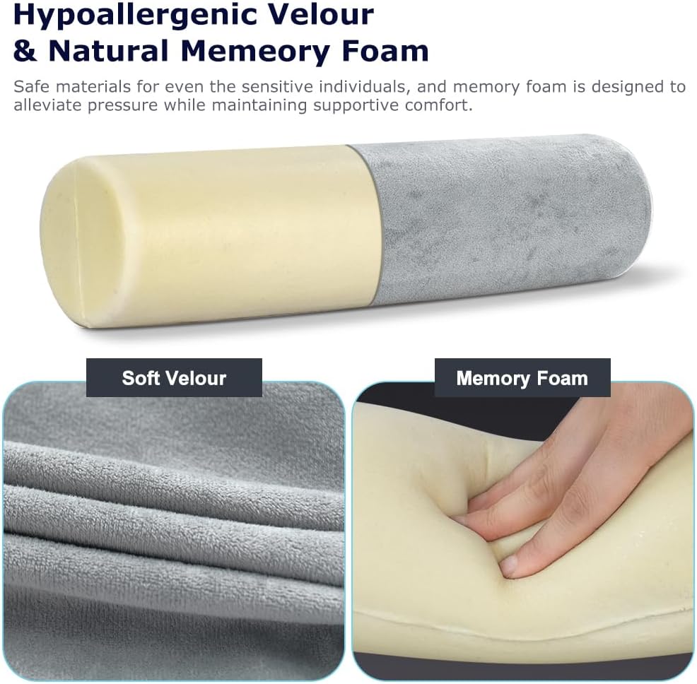 Oxsaytee Cervical Neck Roll Memory Foam Pillow Cylinder Bolster for Cervical Support Orthopedic Pillow Neck Support Bed Pillow for Shoulder