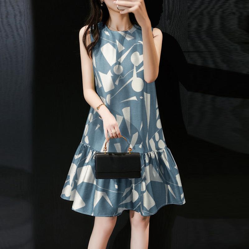 ZANZEA Women Casual O-neck Summer Sleeveless Print Dress