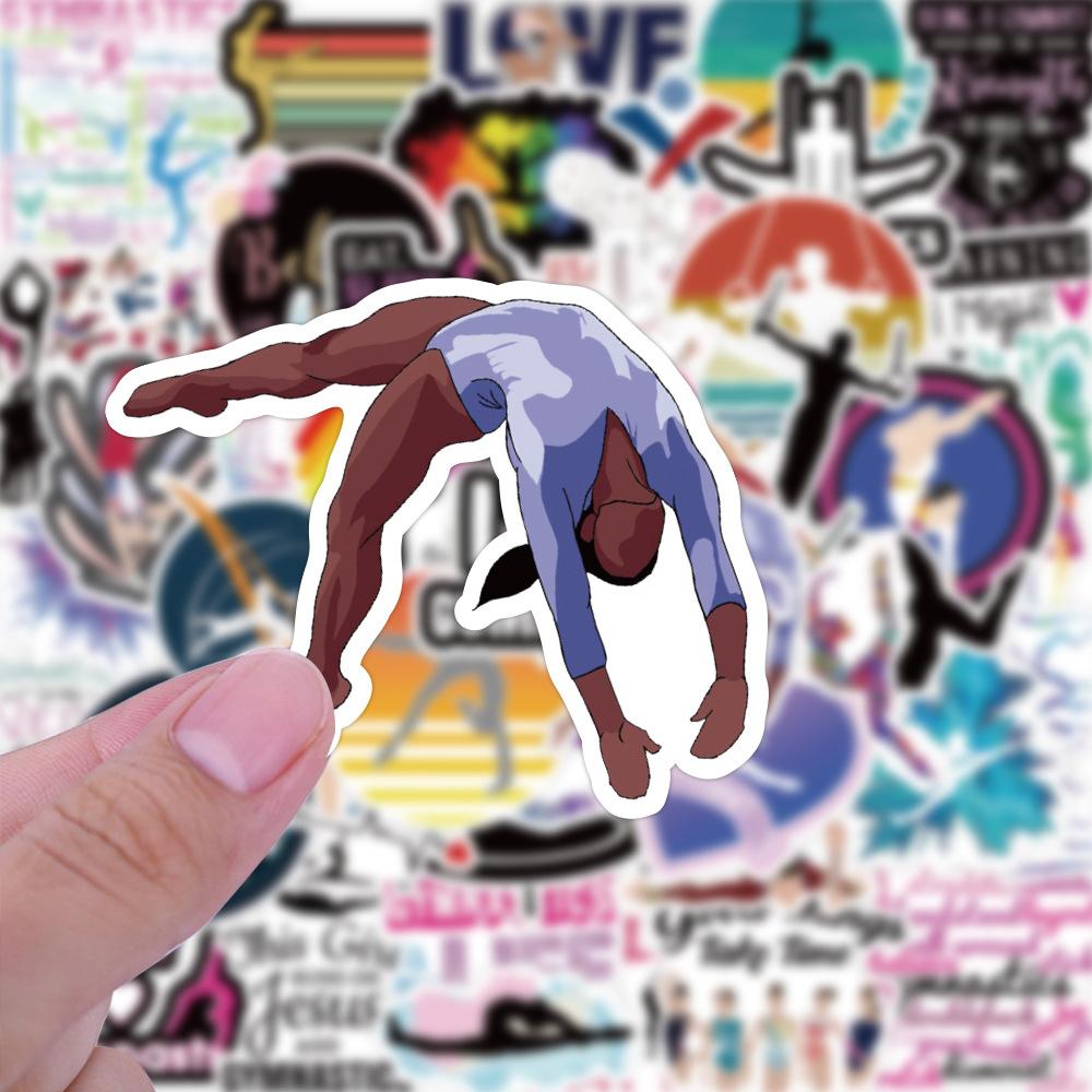10/30/50/100pcs Sports Gymnastics Cartoon Stickers Creative Graffiti Sticker Water Bottle Phone Suitcase Decals Decoration Gift