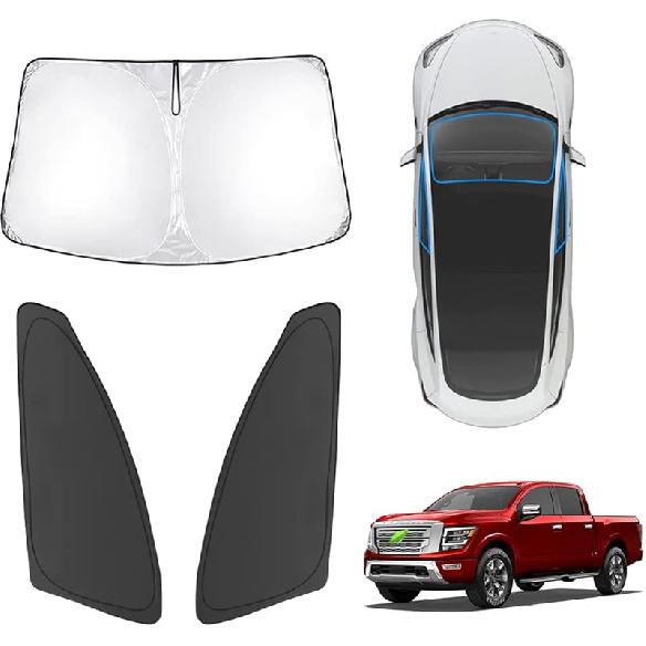 Karltys 3PCS Windshield Sun Shade For -2025 Hyundai Santa Cruz, 210T Thickened Front And Side Window Sunshade Cover  Fit Santa Cruz, Foldable Sun