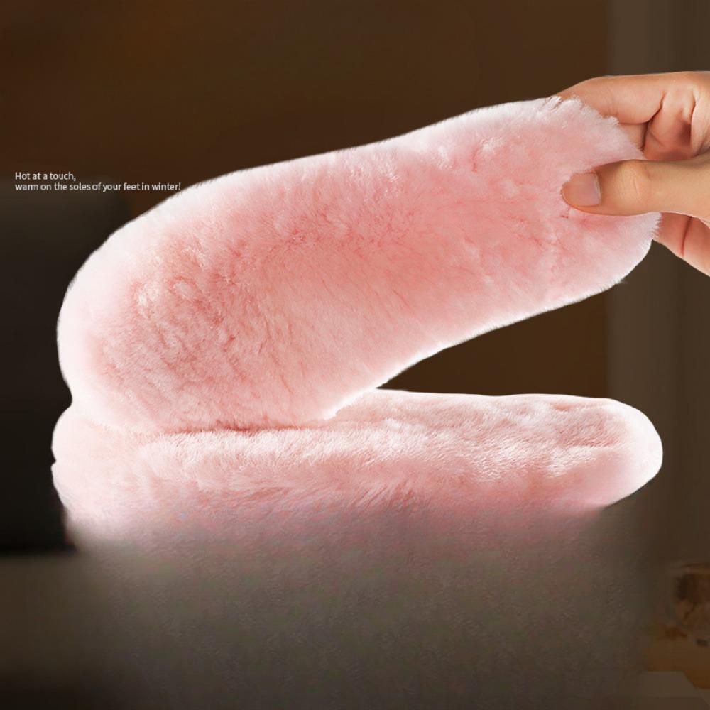 

Пара теплых стелек, толстых и пушистых, морозостойких, дышащих и впитывающих пот, с мягкими и удобными подошвами, повседневный плюшевый материал 40 розовый