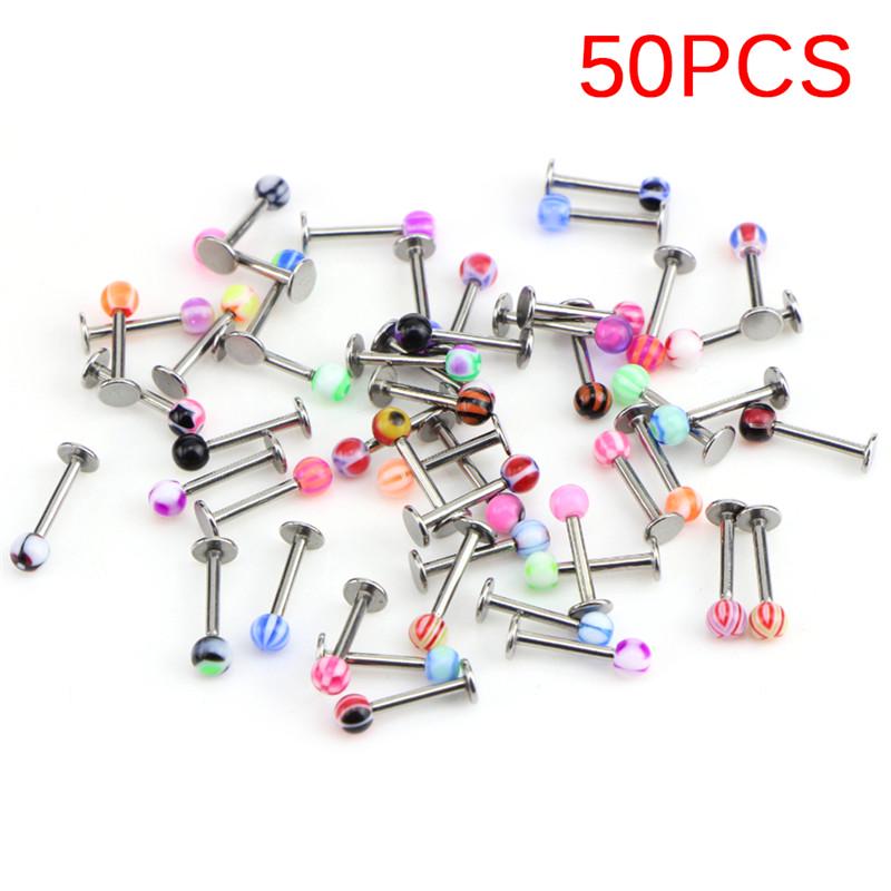 10/30/50 Stück 16G Kugellippenringe Labret Bars Edelstahl Ohrstecker Körperpiercing