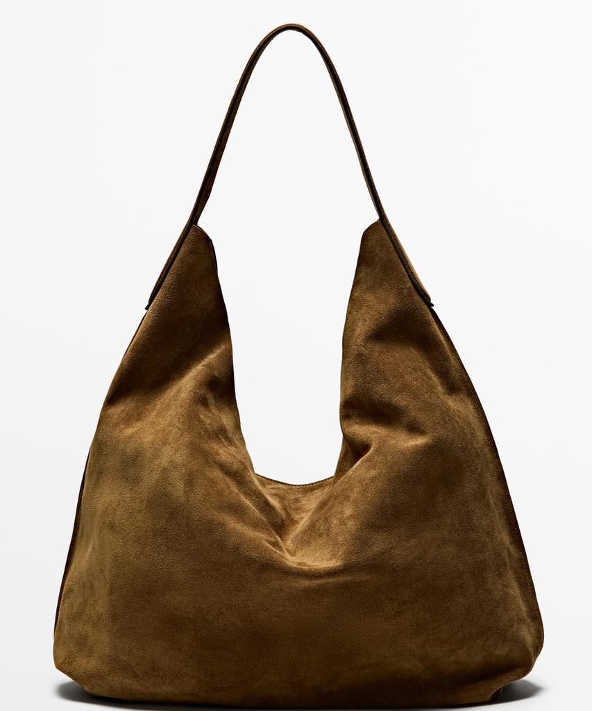 Massimo Dutti Split Suede Maxi Shoulder Bag