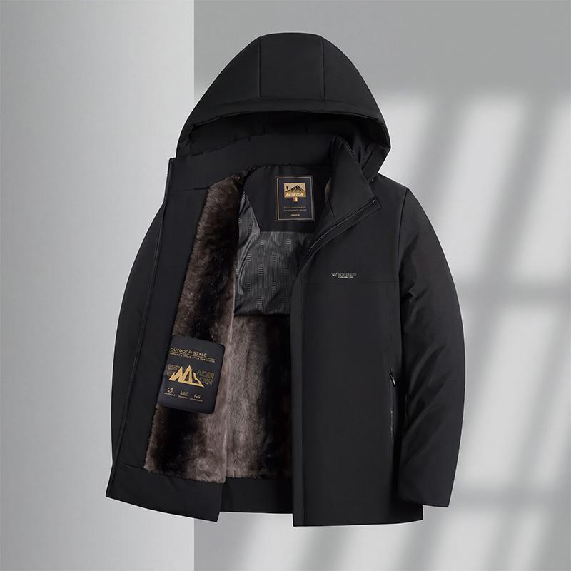Men's Fleece Thickened Cotton Hooded Warm Jacket