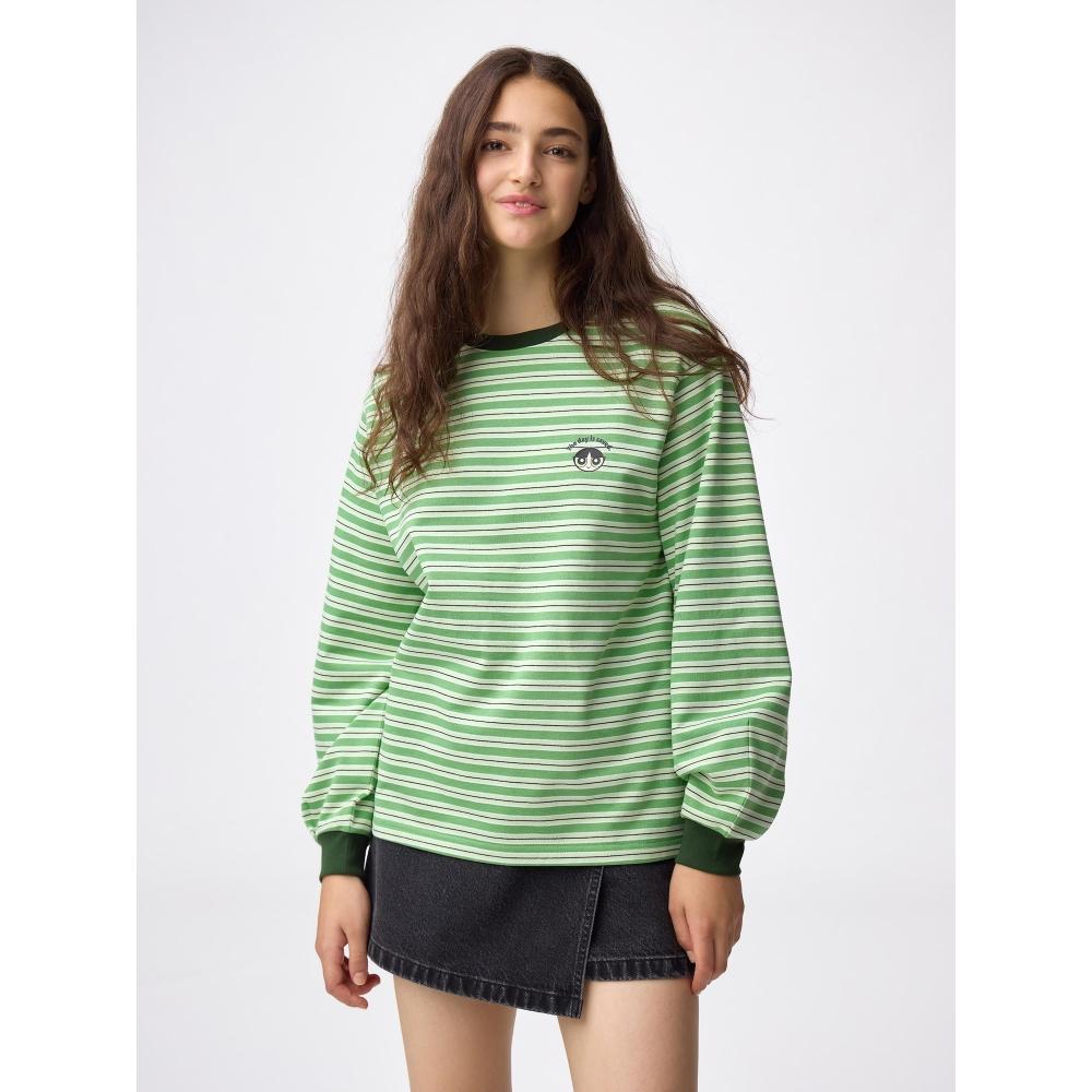 

Gu By Uniqlo LighT SweaT Border T Рукав Длинный The Powerpuff Girls 53 GREEN/S