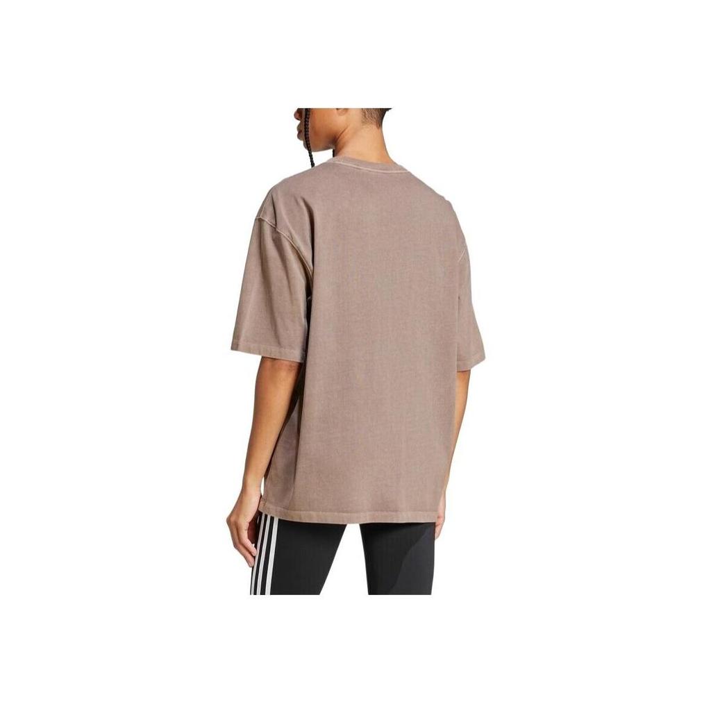 Adidas Essentials Soft Fabric Breathable Daily Casual Short Sleeve T-Shirt Women Earth Brown JD5347