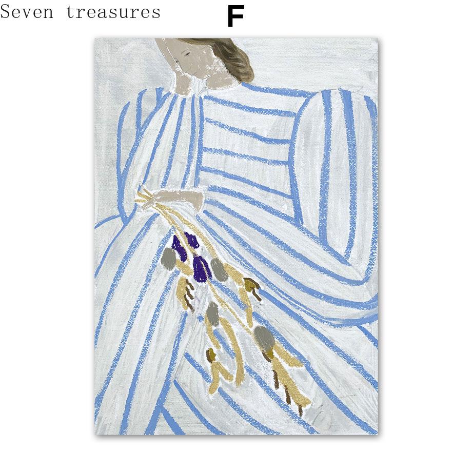 Minimalist Style Abstract Line Curve Think Girl Wall Art Print Canvas, Nordic Poster, Picture for Living Room Decor