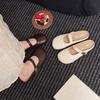 Leather Flat-bottomed Bag Head and Half Slippers for Women's 2025 Spring and Summer New Models, Wearing Cool Slippers with One Foot, Mary Jane Women