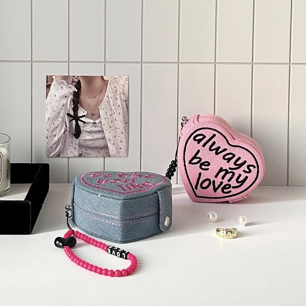 Practical Portable Jewelry Boxes Heart Shaped Denim Jewelry Box Portable Jewelry Box Jewelry Anti Oxidation Jewelry Storage Box