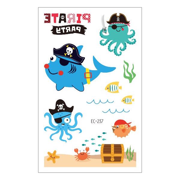Waterproof Children's Pirate Shark Tattoo Stickers - Birthday Party & Cartoon Design