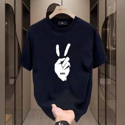 Cross-Border Exclusive Explosive Goods, Good Goods 100% Cotton Short-Sleeved T-Shirt Men'S Summer Tide Brand Trend Loose And Versatile Simple