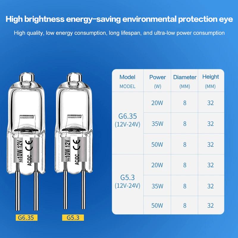 5Pcs G6.35 12V Halogen Lamp 20W 35W 50W Bulb LED Bulbs Ecological Halogen Bulbs For Cooker Lighting Signal Lights Track Capsules