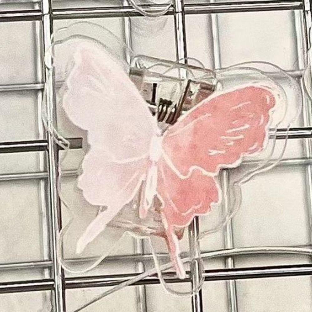 Gradient Butterfly Cute PP Clip Paperclip Cartoon Memo Clip Acrylic Paper Clip  Desk Organizer