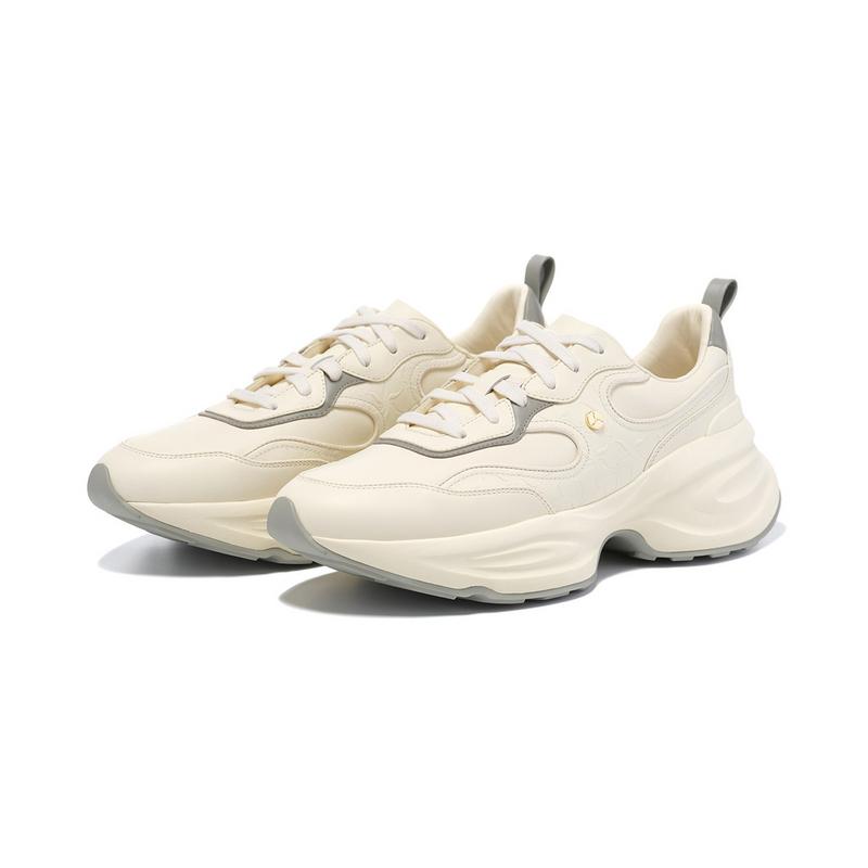 Li-Ning 1990 Classic Series Fashion Fit Shock Absorption Wear-Resistant Low-Top Casual Running Shoes Men Sneakers Light-Antique-Yellow ALJU025-1