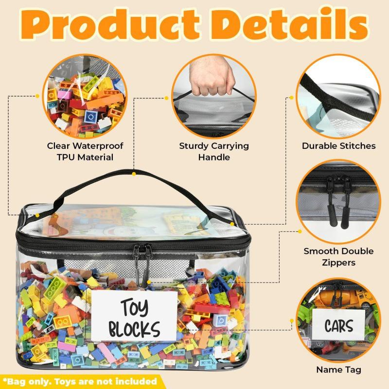 Transparent Pvc Mesh Zipper Toy Storage Bag Large Capacity Puzzle And Block Organizer Toy And Building Block Storage